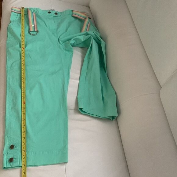Sag & Harbor Sport Mint Green Cropped Pants with Striped Belt Size 16 - Picture 6 of 10